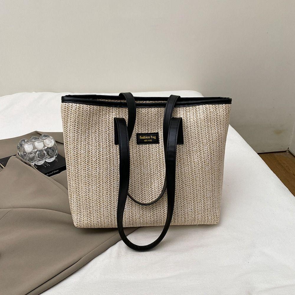 Summer Weave Straw Bag Boho Tote Bag Elegant Straw Shoulder Bag  for Women