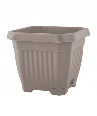 Doniczka Z Podstawką 25x25 Cm Beżowa Plastikowa Na Taras Balkon 1 Szt. Octagon