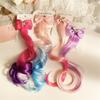 Girls Wig Braid Bowknot Colorful Gradient Wig Hairpin For Kids Headwear