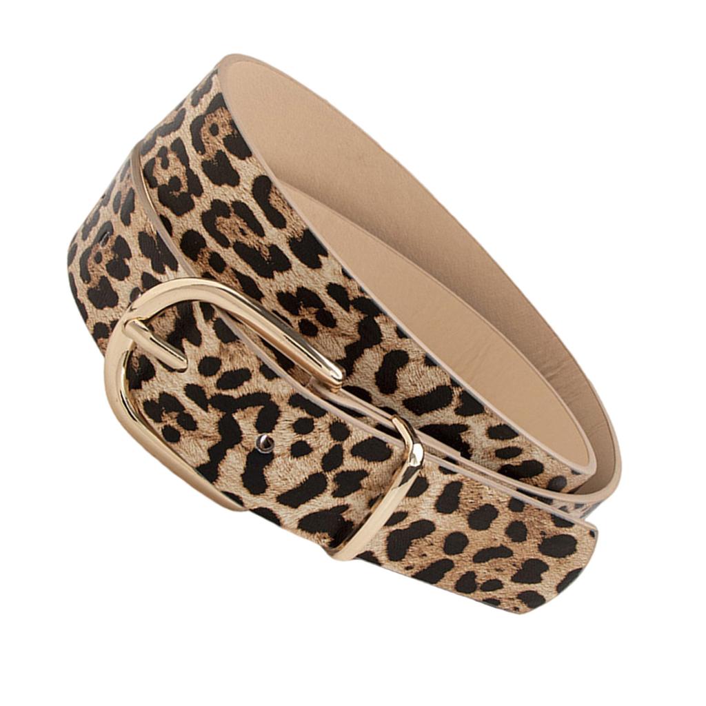 Y2K Leopard Pattern PU Leather Belt Adjustable Waistband Pin Buckle Waist Strap For Women Jeans Pants Fashion Accessory