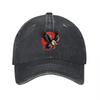 Bestickte Baumwoll-Baseballkappe mit Adler Dunkelgrau Verstellbar Outdoor-Stil Unisex-Hut mit kühnem Vogeldesign