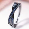Minimalist Stacking Crossed Wedding Bands Black Gold Silver Color Blue Red Green Stone White Zircon Thin Rings For Women Jewelry