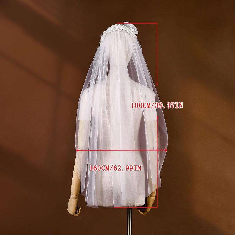 Seethrough Sheer Wedding Veils with Flower Hairband for Wedding Ceremony Dressingup Church Bride Veils for Special Event
