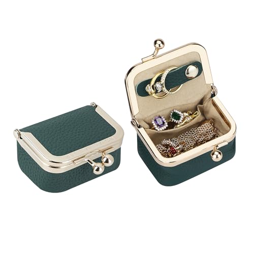 Royal Bagger Genuine Leather Mini Jewelry Box Women's Coin Purse Solid Color Kiss Lock Change Pouch Casual Style Small Storage Bag for Women 1894