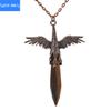 Natural crystal stone faceted hexagonal column retro winged pendant necklace European and American accessories