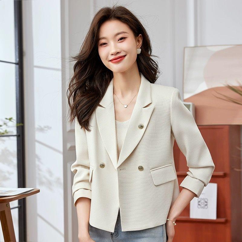 

OL Кремово-белый Короткий Костюм Верхняя одежда Женский Маленький Весна и Осень Новое поступление Нарядный Повседневный Элегантный Костюм Осень Beige XL