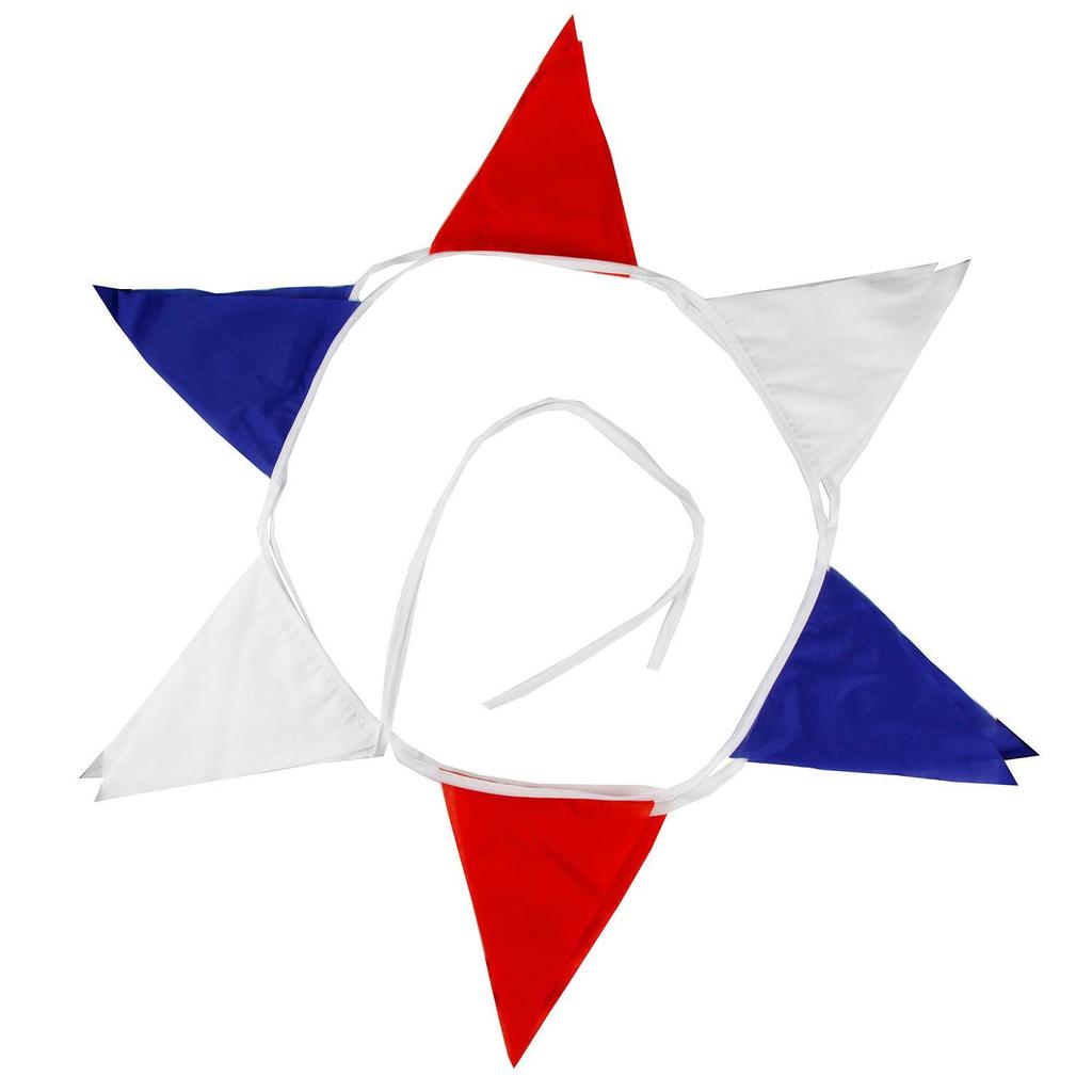 7m 25-Piece Red, White & Blue Cotton Triangle Flags for Children's Birthday Decoration, Photo Backdrops & Western Wedding Decor