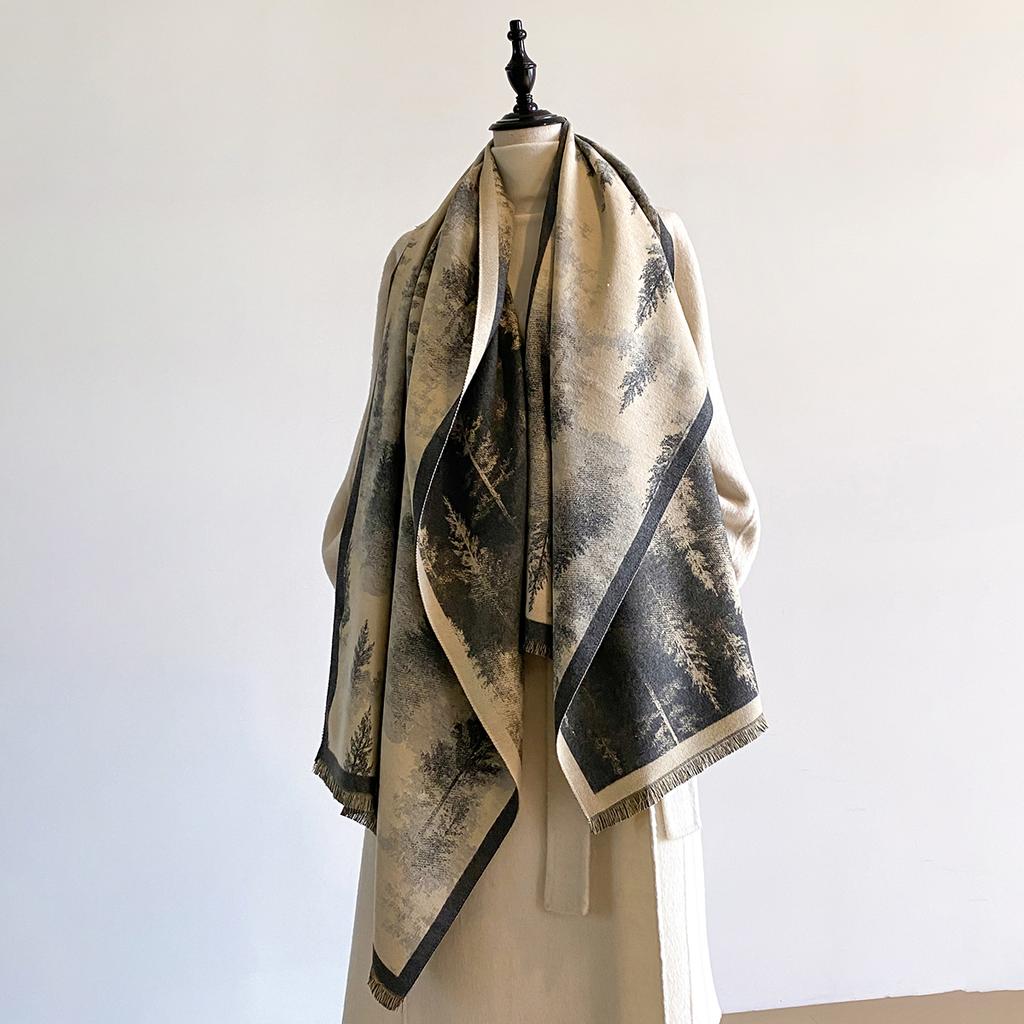 Luxury Winter Thicken Wrap Shawl Women's Imitation Cashmere Jacquard Scarf High Quality Two-Sided Pashmina Ladies Brand Design