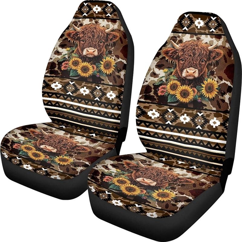 Dreaweet Navajo Print Car Seat Covers for Men Women Southwest Pattern Front Seat Protector Cover Full Set of 2pc Universal Size for Car, Truck or