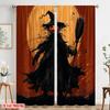 2pcs,2D Plane Printing Pattern Curtains Witches_ Jack-O-Lanterns & Bats Versatile Polyester (without Rod) Art Deco Festive for