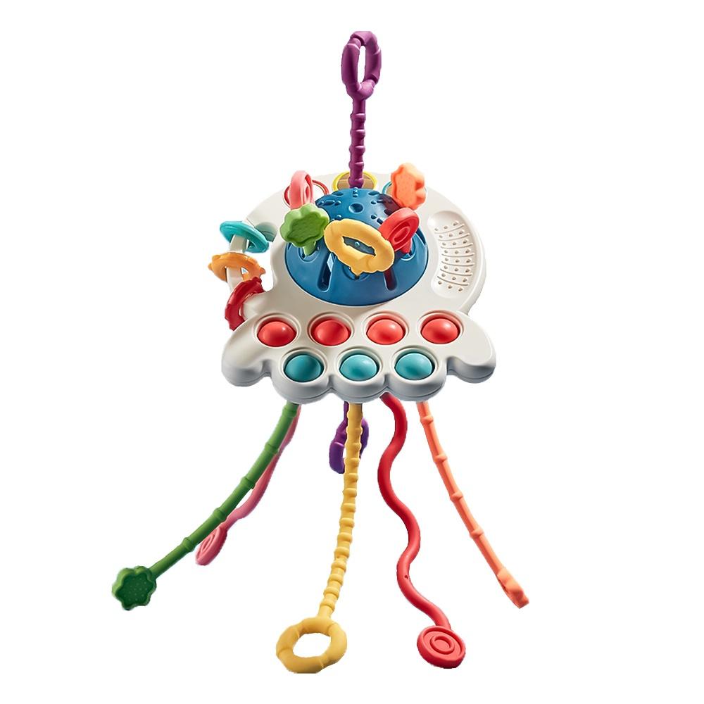 

Монтессори Интерактивные развивающие детские сенсорные игрушки на веревке Маленькая силиконовая развивающая игрушка синий