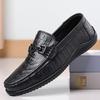 New Spring First-layer Cowhide Beanie Shoes Men's Genuine Leather Crocodile Pattern Casual Foot Leather Shoes Men's Large Size Men's Shoes 48