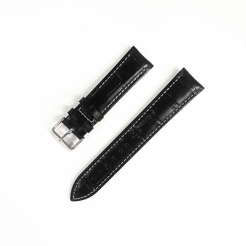 Genuine Leather Bamboo Grain Watch Strap with Pin & Butterfly Buckles, Universal Fit for Men & Women.