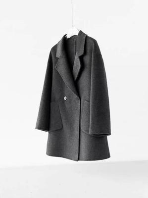 Luxury Silk & Alpaca Wool Mid-Length Lapel Coat for Women