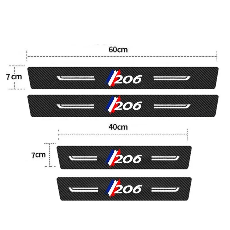 Car Door Sill Trunk Stickers For Peugeot 206  Anti Scratch Guard Film Rear Trunk Bumper Decor Styling Strip Auto Accessory