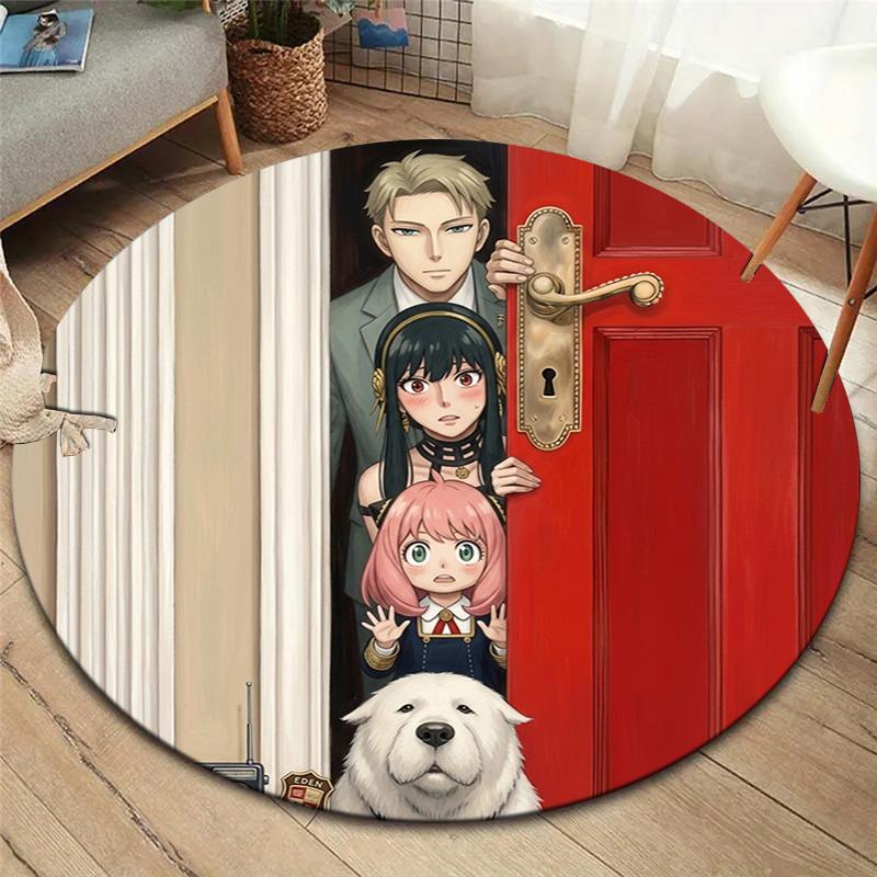 Spy Family Round Area Rug Carpet Rug For Living Room Bedroom Sofa Playroom Decor Nonslip Floor Mat