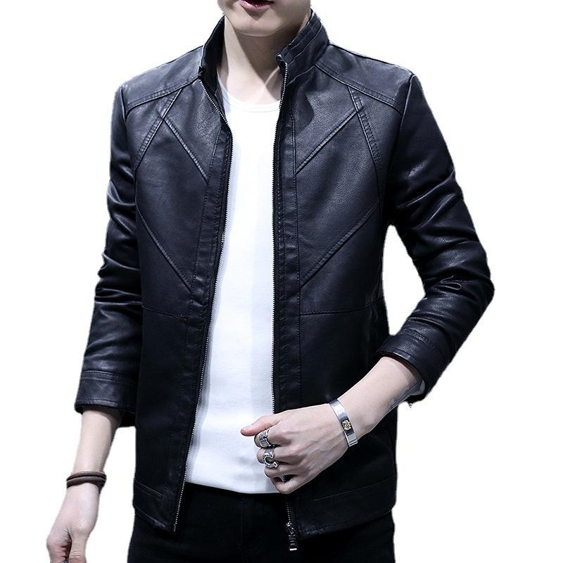 Men's leather jacket new versatile youth handsome PU leather jacket slim-fitting motorcycle clothing leather