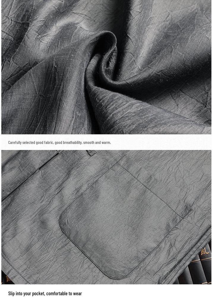 Breathable Ice Silk Tang Suit: Men's Summer Short-Sleeve Shirt & Pants Set for Middle-Aged and Elderly