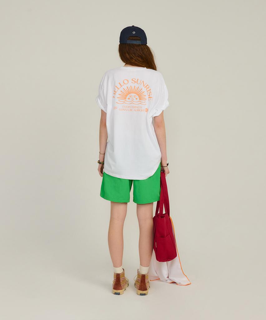 HELLO SUNRISE Mini Og Logo Tee_White & Salmon