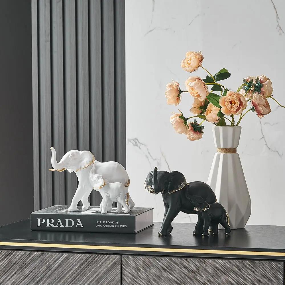 1 coppia Decorazione Moderna Creativa Animali Resina Elefante Statue e Figurine Scultura Soggiorno Ornamenti da Tavolo Artigianato
