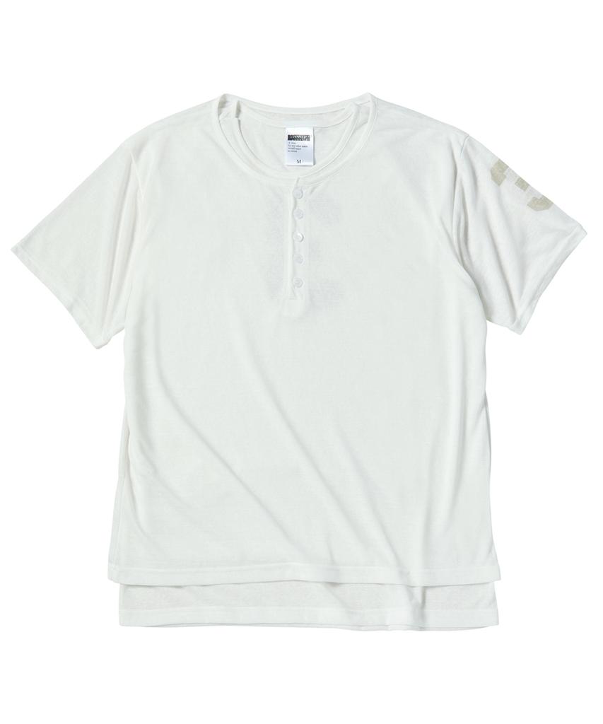 Eontaiteulseoul Untitled Numbering Layered Henley Neck Crop Short Sleeve White
