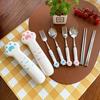 Cute Cat Paw Cutlery Set Stainless Steel Fork Spoon With Storage Box Dinnerware Tableware Silverware Lunch Portable Tableware
