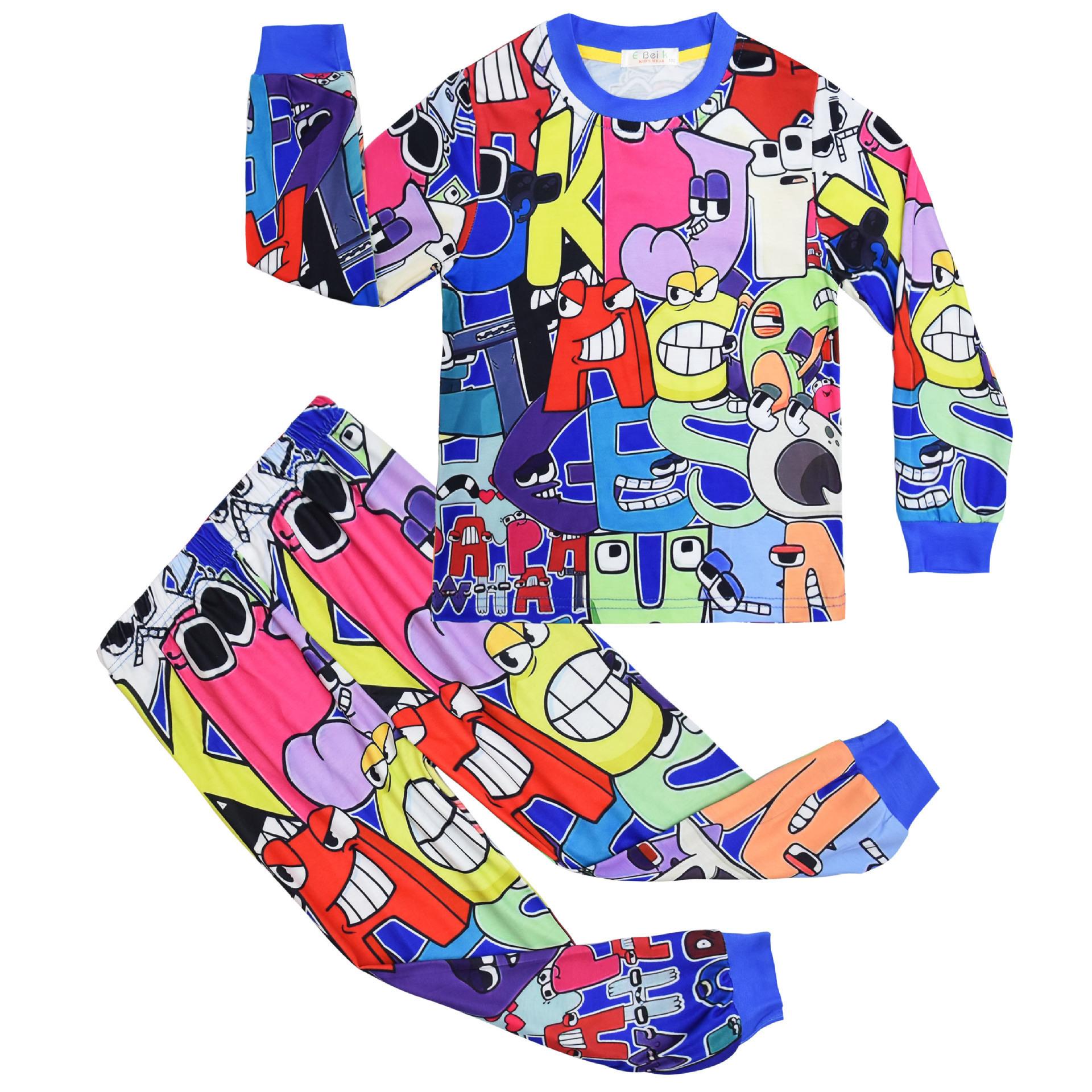 Animated Cartoon Digital Printing Clothing, Children S Long-Sleeved Loungewear Set 7728 110