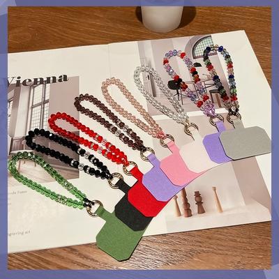 Or Cell Phone Short Lanyard Strap Pendant On The Phone Wrist Chain Small Fresh Crystal Pendant Chain Beads Anti-Lost Pendant