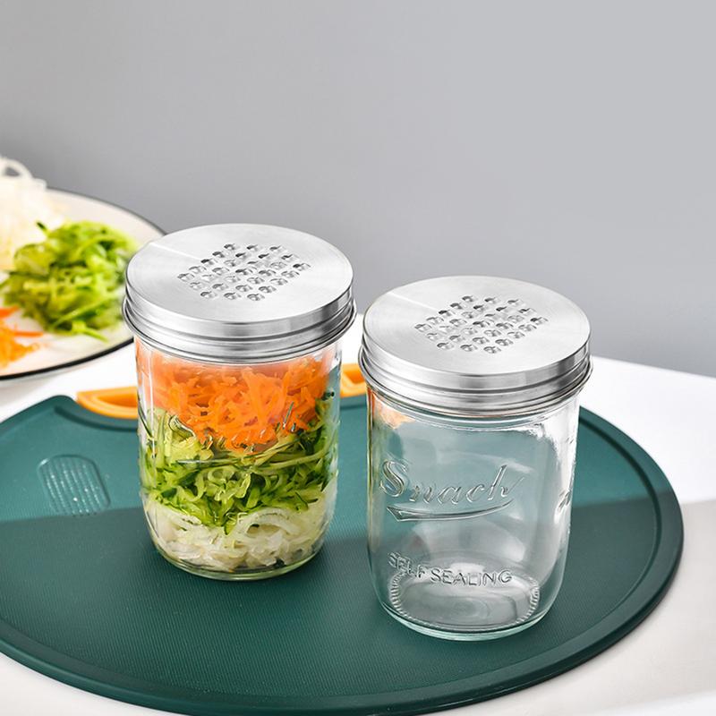 Mason Jar Cheese Grater Lid Stainless Steel Kitchen Cheese Zester Household Shredder Tool For Carrots Cucumbers Cheese