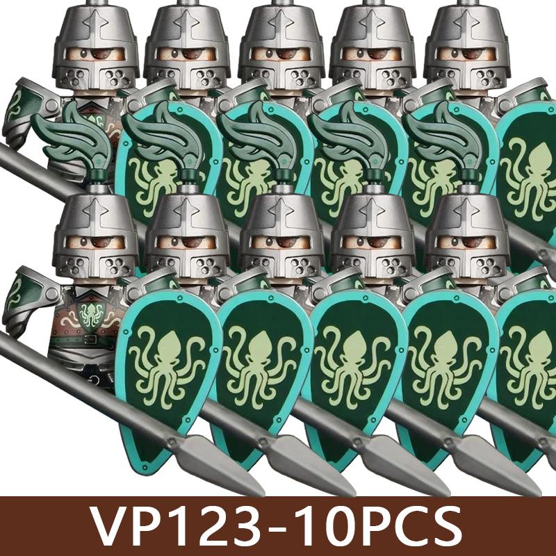 Medeltida Slottssoldat Figurer Byggklossar Militär Armé Riddare Romersk Krigare Infanteri Milis Orcher Tillbehör Klossar Leksaker