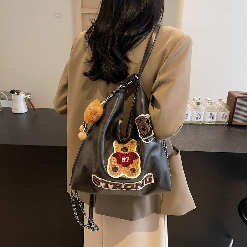 Fashion and leisure large-capacity backpack women's 2025 new spring and summer cartoon embroidery high-end niche design