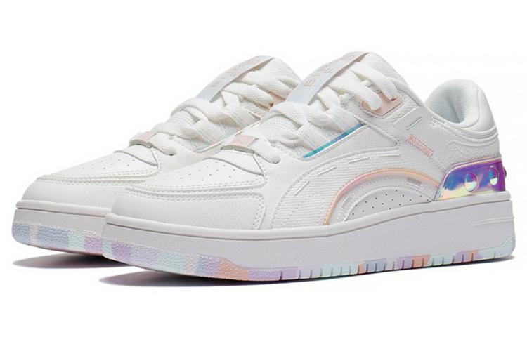 Li Ning Lightweight Abrasion Resistant Low Top Skateboard Shoes Women's Mist White AGCS248-1