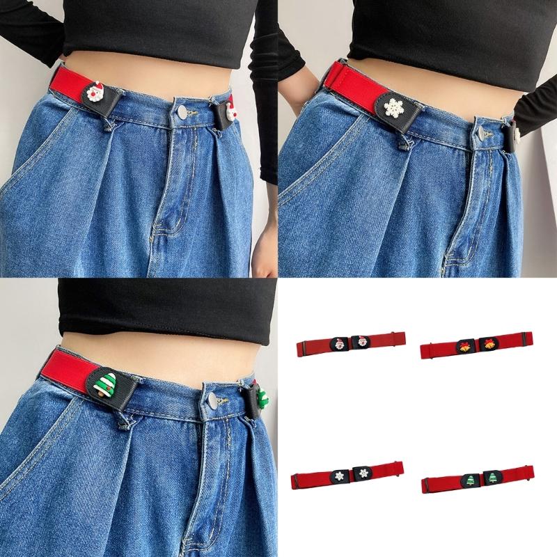 Elastic Waistband Jean Belt Christmas Tree Pattern Waist Belts Fashionable for Stylish Outfits