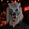 Halloweenská maska pro dospělé Vlkodlak Maska na celou hlavu, Latexová vlkodlačí cosplay pokrývka hlavy s detailní rekvizitou Realistická srst, Rekvizita pro párty strašidelný dům, Nastavitelná