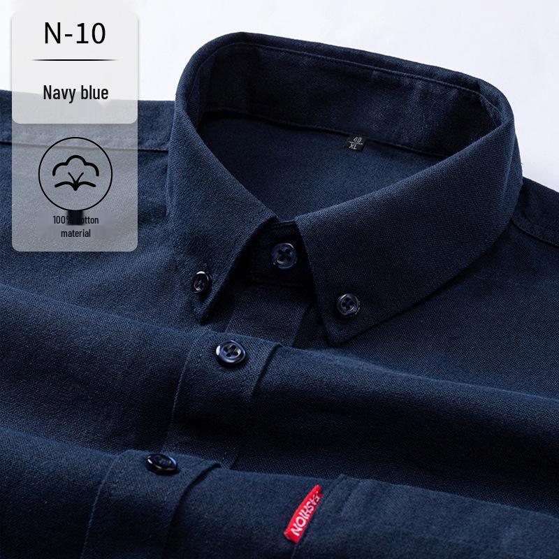 

New Men s Iron-Free Pure Cotton Long Sleeve Oxford Shirt - Breathable, Business Casual Solid Color 41