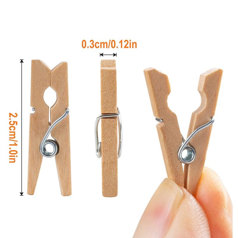 Neu! 100pc Natürliche Holz Wäscheklammern Multi-funktionale Reusable Mini Clips Wäscheklammern Mit 10m Jute