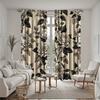 2pc  black and white floral print curtains   polyester fabric   machine washable   suitable for bedroom living room decoration