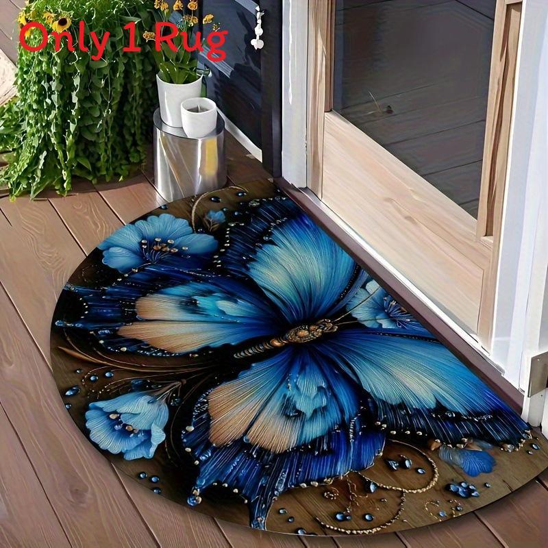 Modern Geometric Semicircular Area Rug With Water Wash For Bathroom And Entrance