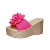Thick-soled large flower muffin and slippers women's 2024 summer new high-heeled wedge heel large-size women's slippers