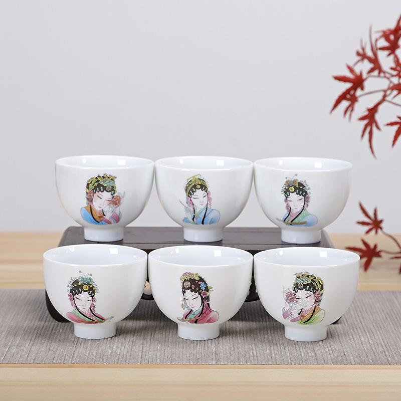 6ks čínský modrobílý porcelánový keramický čajový set Ručně malovaný šálek na čaj Šálky na kávu Šálky na víno Nádobí na pití