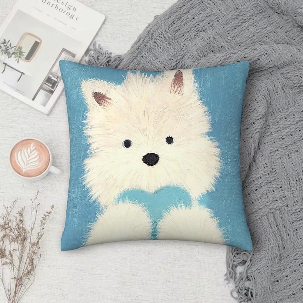 Dog Cute Sherry Small Puppy Pillow Case Square Double-Sided Printing Sofa Cushion Cover Pillowcase Bedroom Bedside
