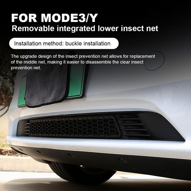 Auto-Rennsport-Kühlergrills Wärmeabstrahlung Integriertes Insektenschutzgitter Abnehmbare Schnallenmontage für Tesla Model 3 Y 2020-2023