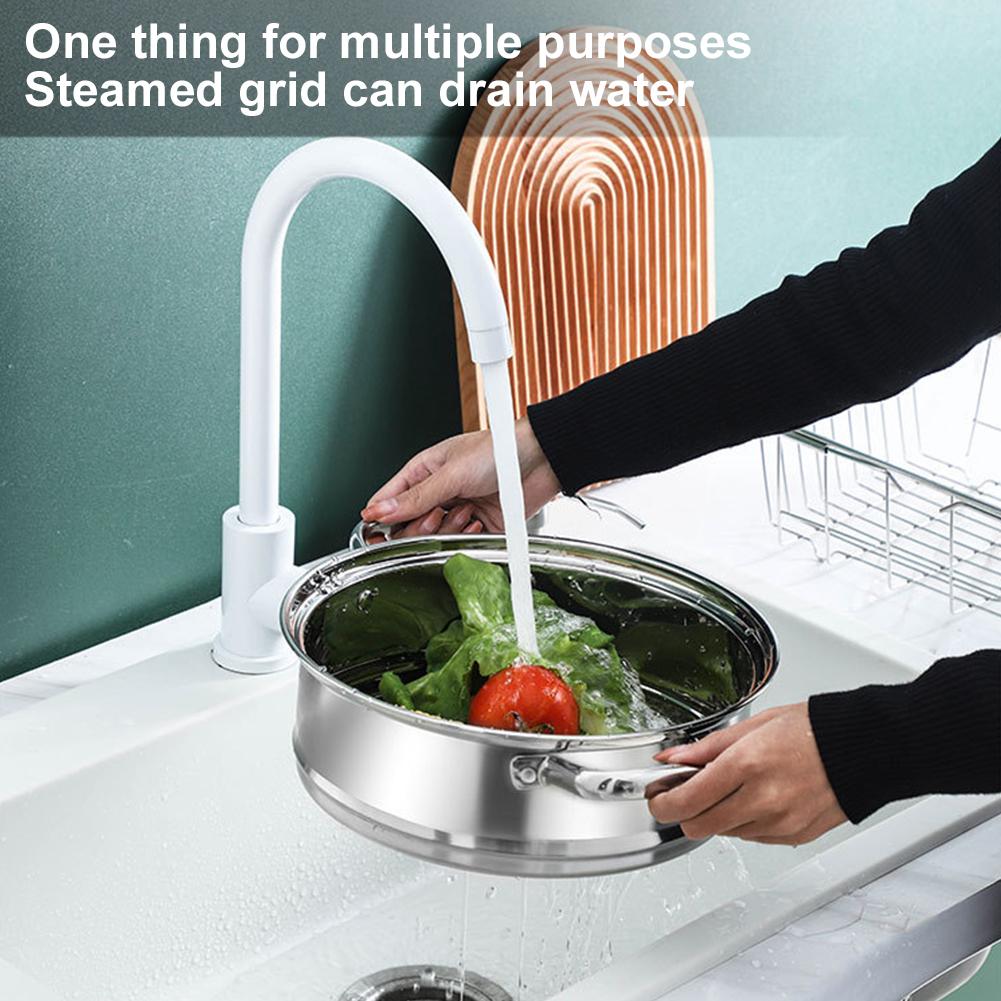 Steaming Pot 11inch 3 Tier Stainless Steel with Lid Handle Cookware Pot Thick Food Steamer for Vegetable Dumpling Stock