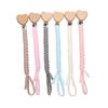 New Baby Pacifier Chain Clips Wood Heart Beech Clips Infant Dummy Holder Teething Chain for Care Soother Chew Toys Shower Gift