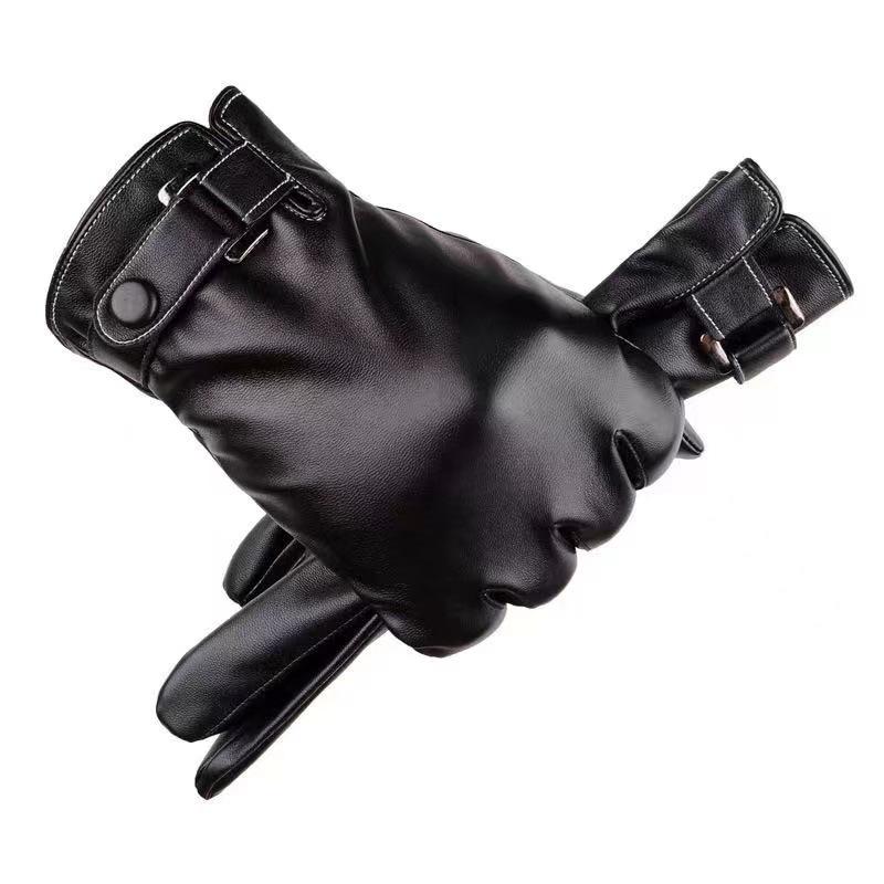 Men's Winter Waterproof Leather Gloves: Fleece-Lined, Windproof, Touchscreen-Compatible for Riding