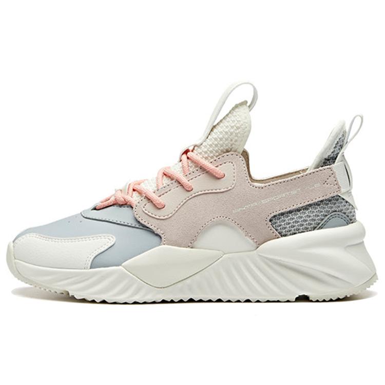 New ANTA Chunky Sneakers Women's Low Top Mist Gray/Lotus Gray/Ivory White/Pink 922018803-1