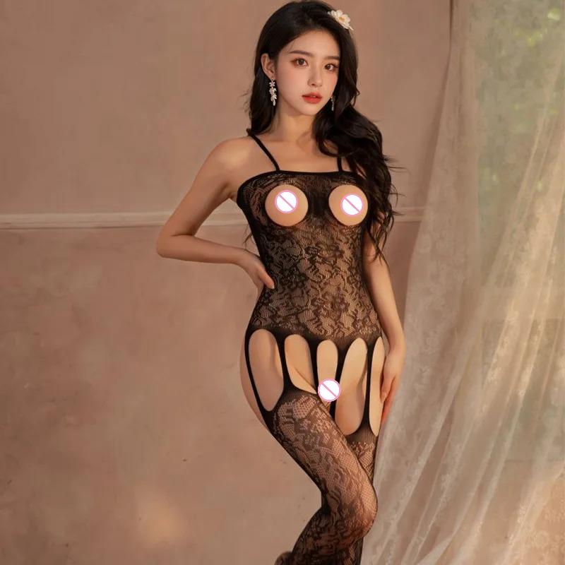 Hot Erotic Lingerie Mesh Mesh Split Perspective Thin Jumpsuit Sexy Underwear Babydoll Intimate Sexy Hard Sex Shop Women's Set