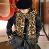 Sweet Cool Leopard Pattern Scarf Retro Wool Shawl Elegant Tassel Scarves  Male