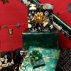 1 Roll Elegant Green & Golden Snowflake & Pine Leaf Wrapping Paper - Large Luxury Winter Gift Wrap Roll for Christmas
