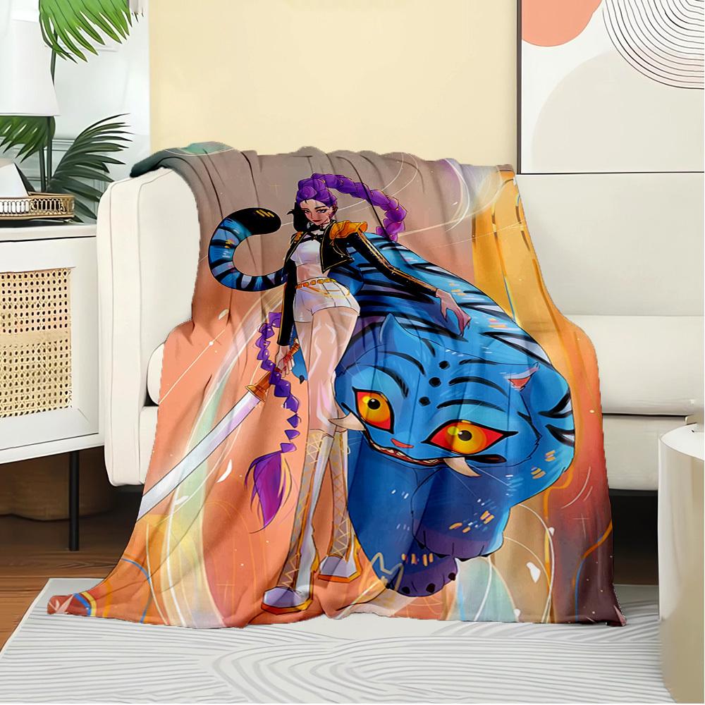 K-POP Anime Girl Group Vier Jahreszeiten Weiche Warme Decke Ganzjahres Dick Gestrickt Polyester Tagesdecke für Bett, Camping, Reisen Perfektes Geschenk